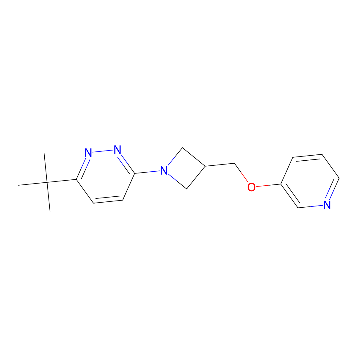 3-Tert-butyl-6-{3-[(pyridin-3-yloxy)methyl]azetidin-1-yl}pyridazine molecular structure, CAS 2877720-44-8