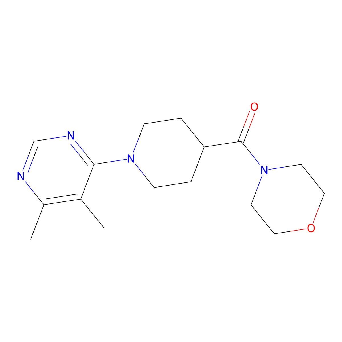 4-[1-(5,6-Dimethylpyrimidin-4-yl)piperidine-4-carbonyl]morpholine molecular structure, CAS 2877720-49-3