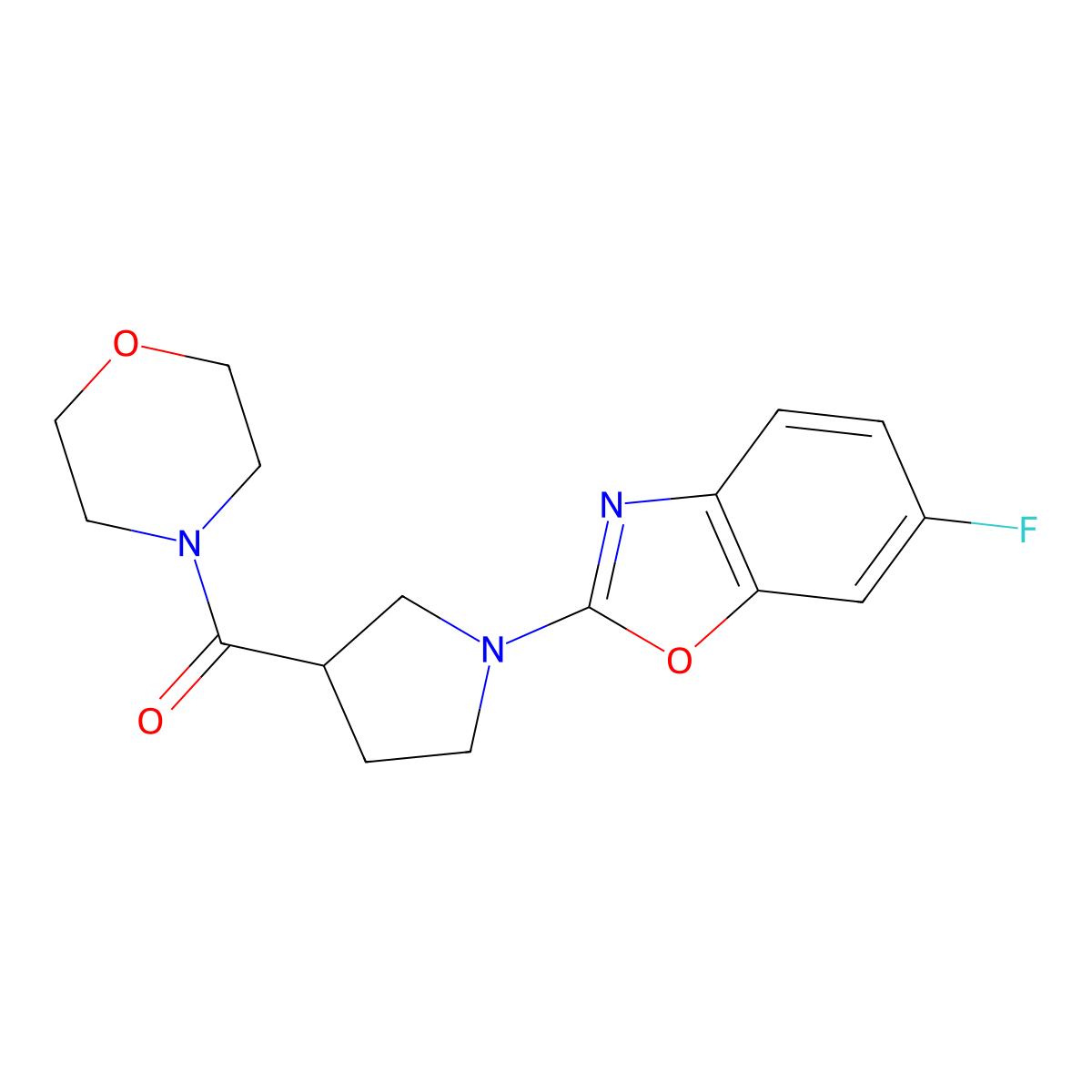 6-Fluoro-2-[3-(morpholine-4-carbonyl)pyrrolidin-1-yl]-1,3-benzoxazole molecular structure, CAS 2877720-59-5