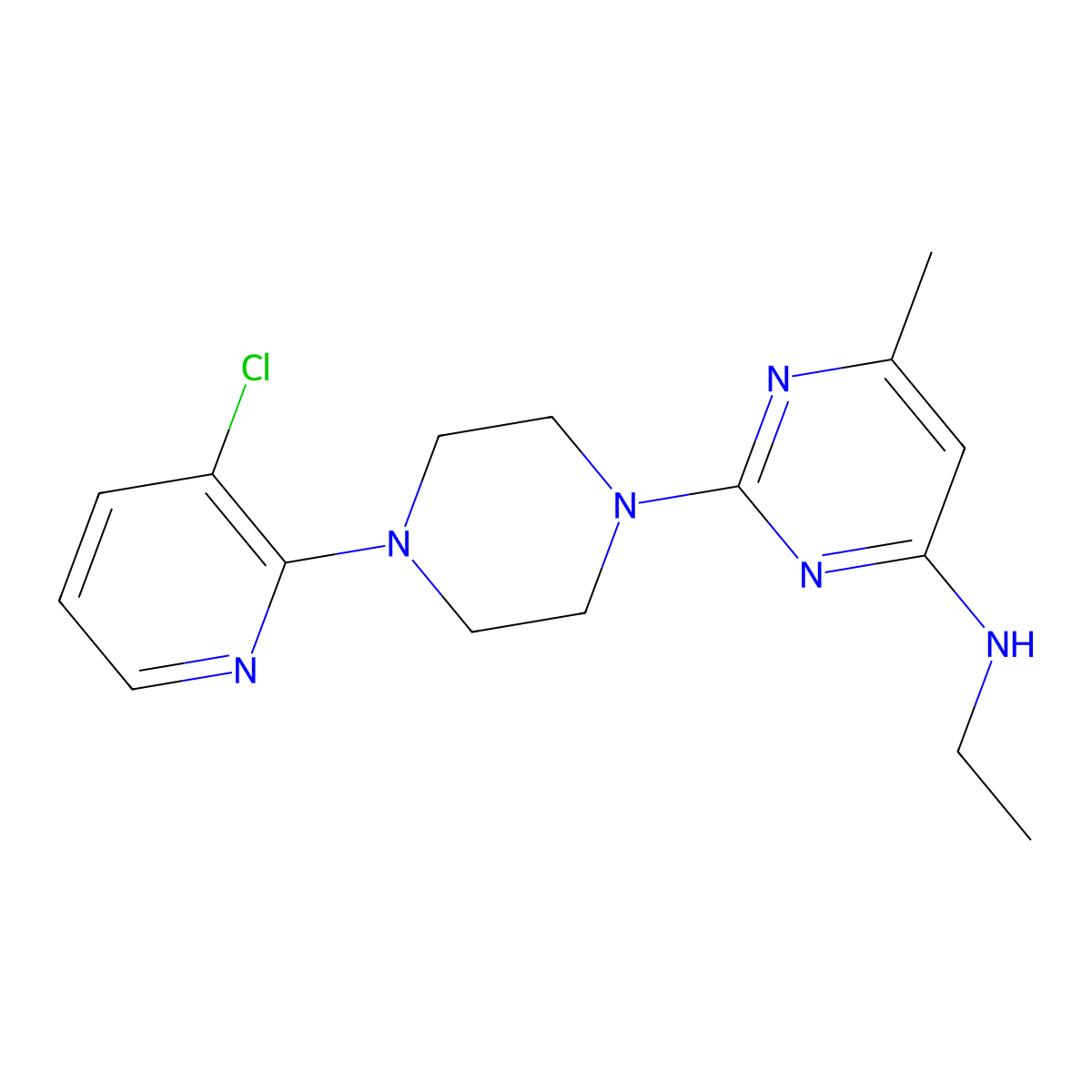2-[4-(3-chloropyridin-2-yl)piperazin-1-yl]-N-ethyl-6-methylpyrimidin-4-amine molecular structure, CAS 2877720-60-8