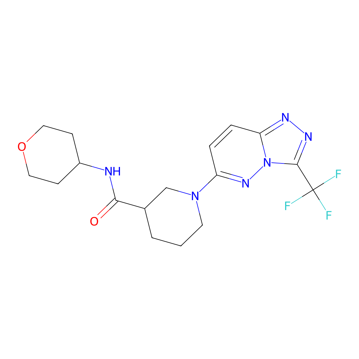 N-(oxan-4-yl)-1-[3-(trifluoromethyl)-[1,2,4]triazolo[4,3-b]pyridazin-6-yl]piperidine-3-carboxamide molecular structure, CAS 2877720-62-0