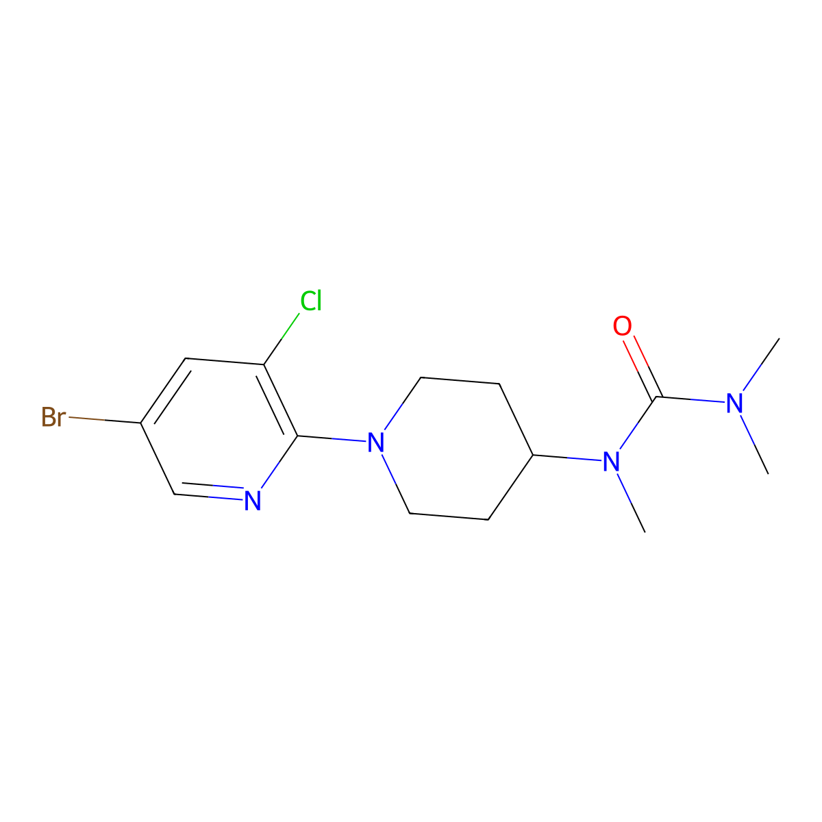 1-[1-(5-Bromo-3-chloropyridin-2-yl)piperidin-4-yl]-1,3,3-trimethylurea molecular structure, CAS 2877720-65-3