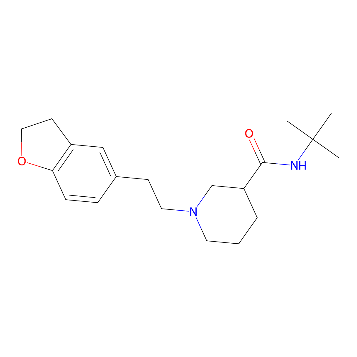 N-tert-butyl-1-[2-(2,3-dihydro-1-benzofuran-5-yl)ethyl]piperidine-3-carboxamide molecular structure, CAS 2877720-66-4