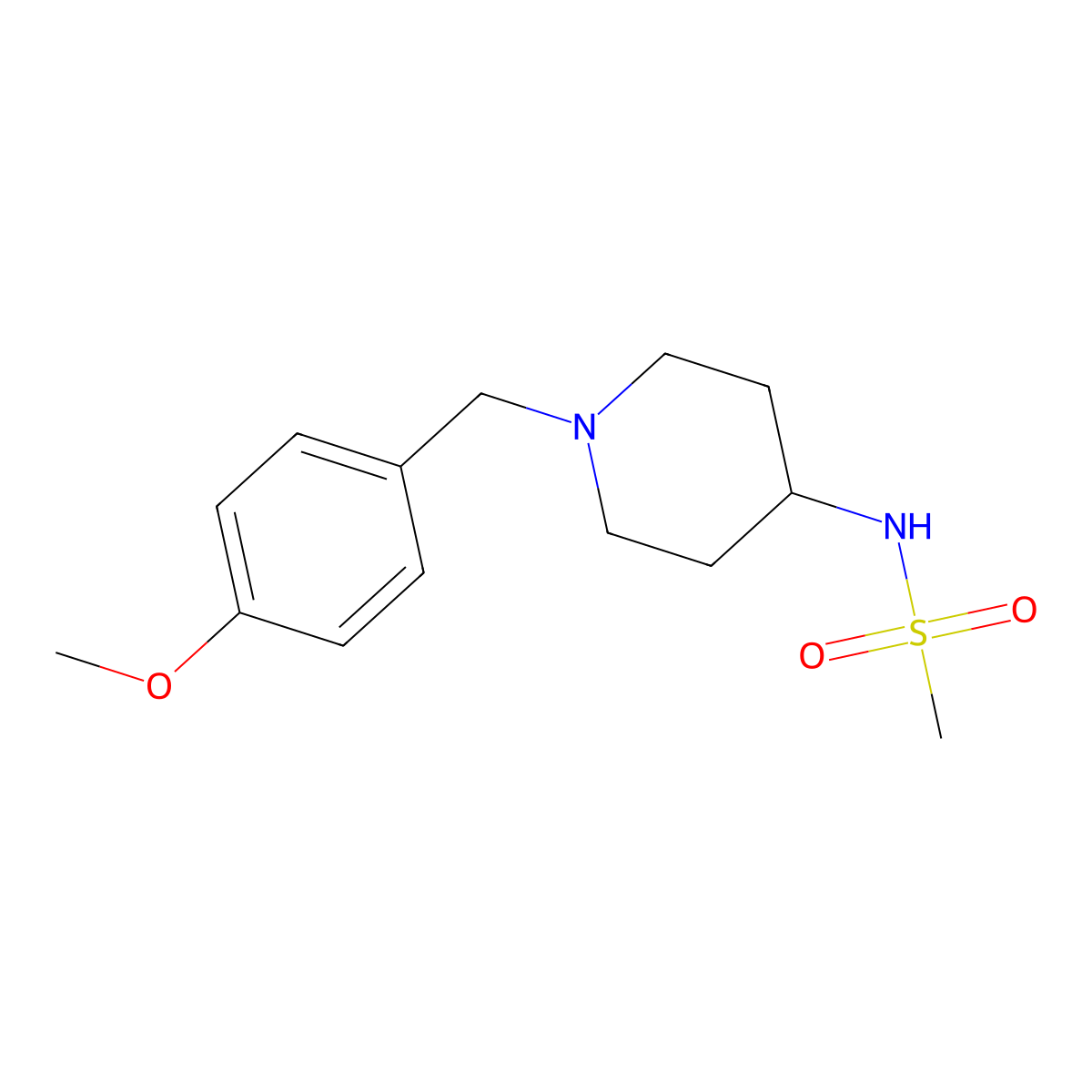 N-{1-[(4-methoxyphenyl)methyl]piperidin-4-yl}methanesulfonamide molecular structure, CAS 2877720-77-7