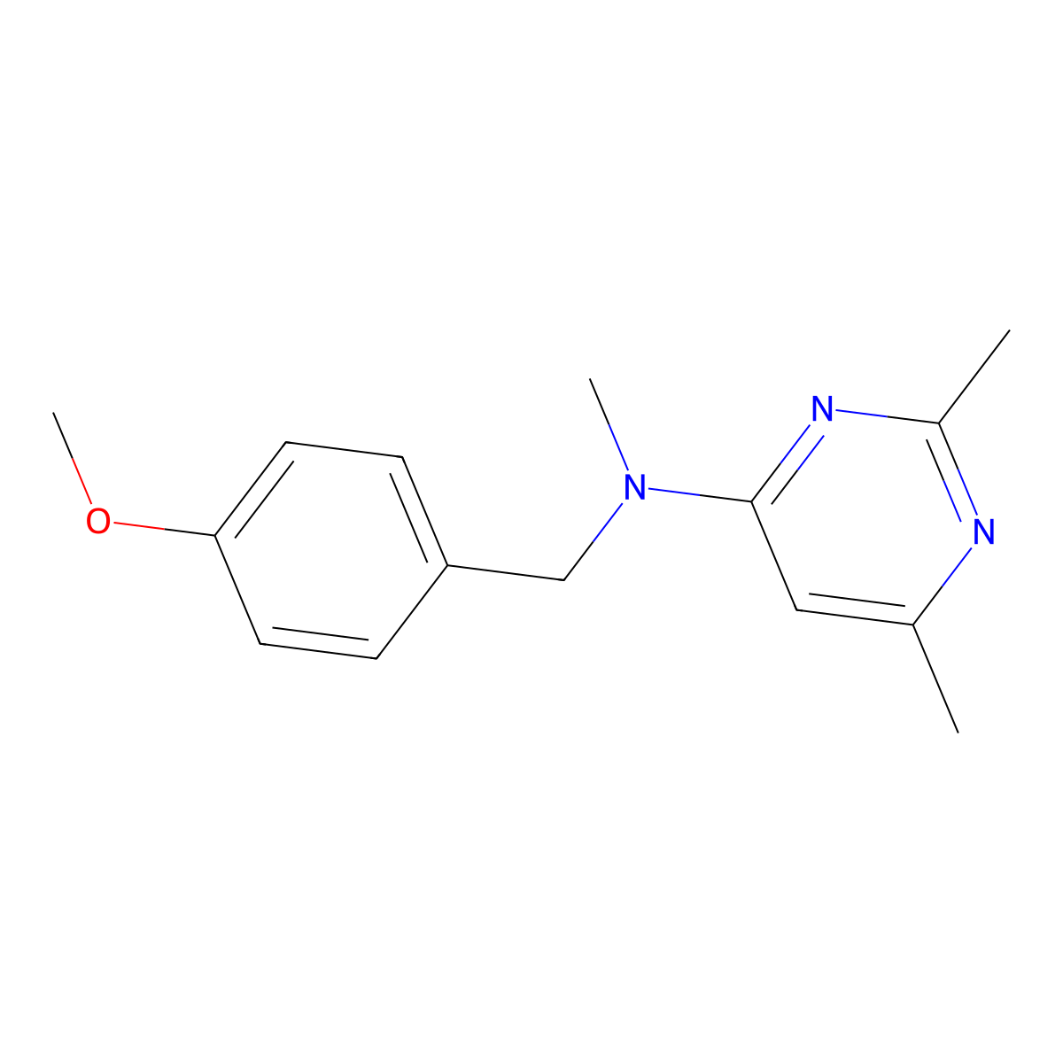 N-[(4-methoxyphenyl)methyl]-N,2,6-trimethylpyrimidin-4-amine molecular structure, CAS 2877720-80-2