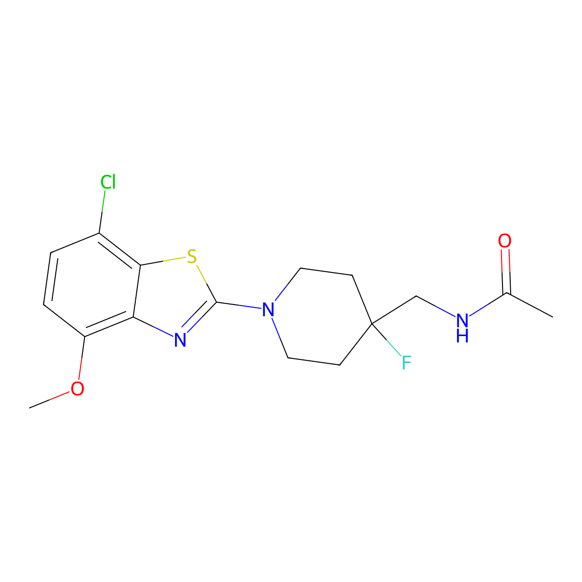 N-{[1-(7-chloro-4-methoxy-1,3-benzothiazol-2-yl)-4-fluoropiperidin-4-yl]methyl}acetamide molecular structure, CAS 2877720-86-8