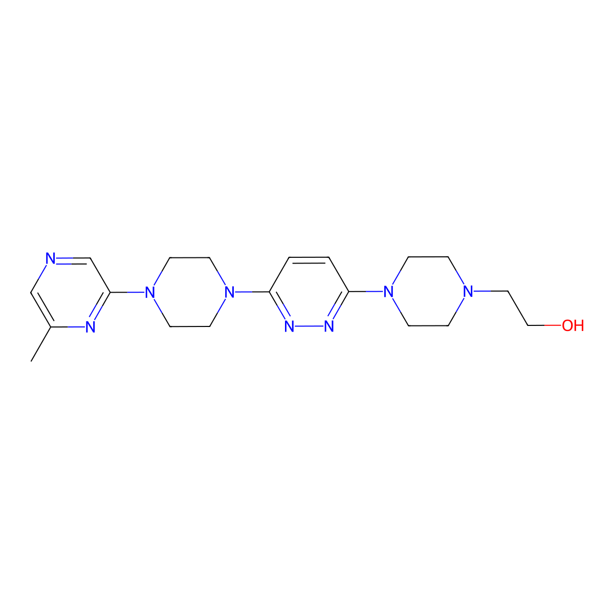 2-(4-{6-[4-(6-Methylpyrazin-2-yl)piperazin-1-yl]pyridazin-3-yl}piperazin-1-yl)ethan-1-ol molecular structure, CAS 2877720-87-9
