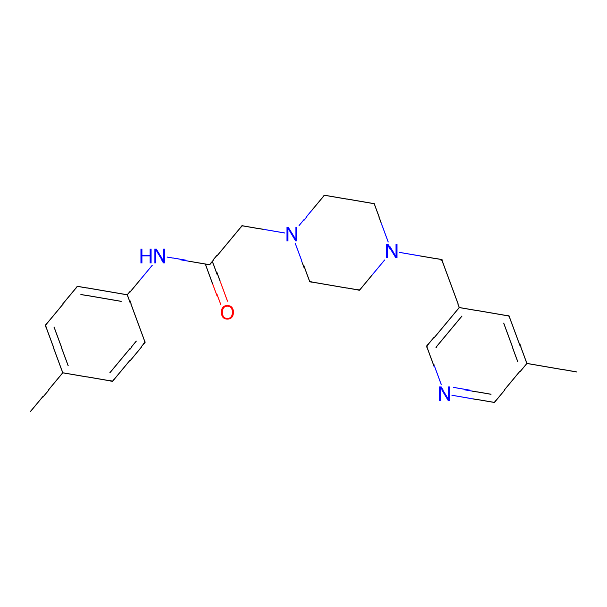 N-(4-methylphenyl)-2-{4-[(5-methylpyridin-3-yl)methyl]piperazin-1-yl}acetamide molecular structure, CAS 2877720-91-5
