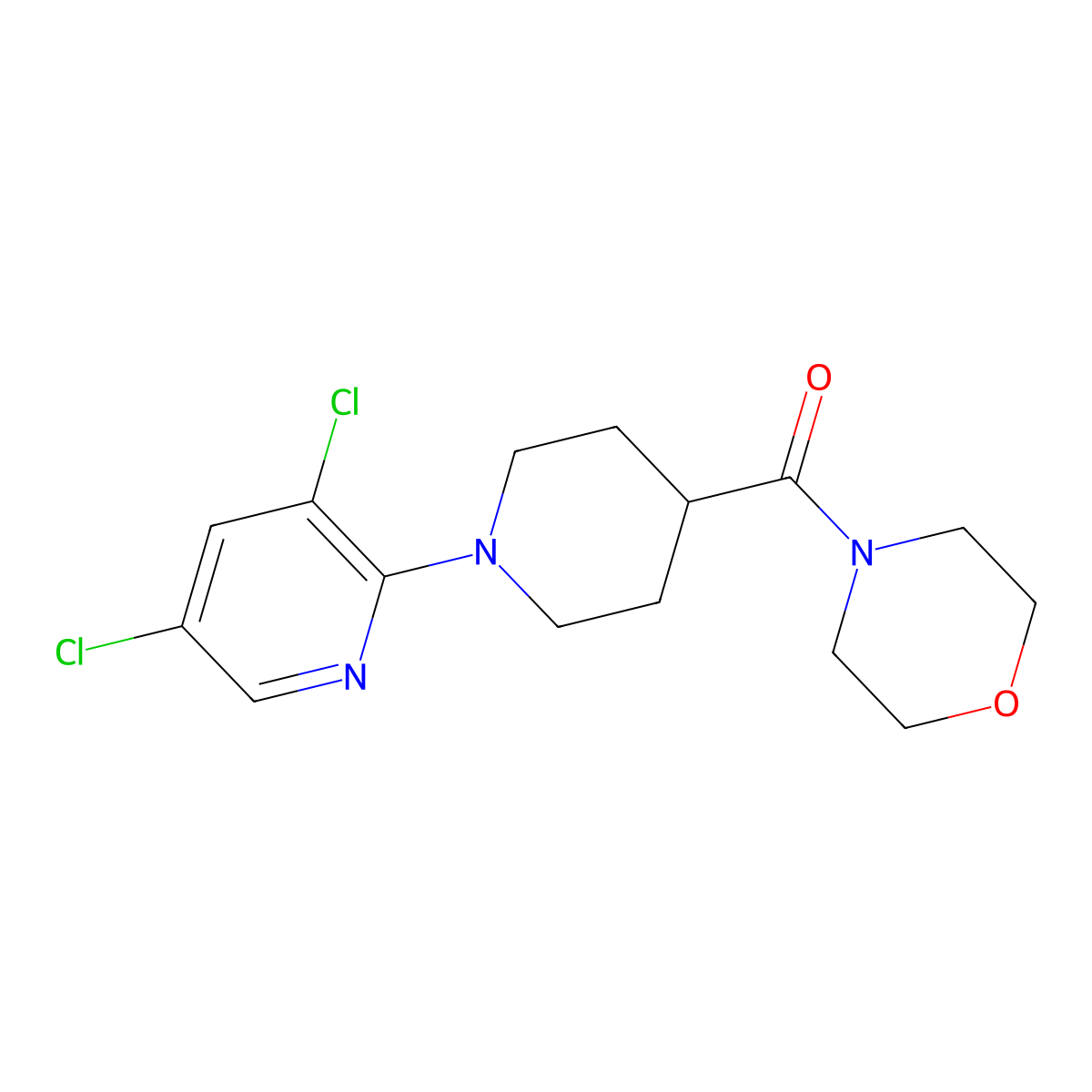 4-[1-(3,5-Dichloropyridin-2-yl)piperidine-4-carbonyl]morpholine molecular structure, CAS 2877720-96-0