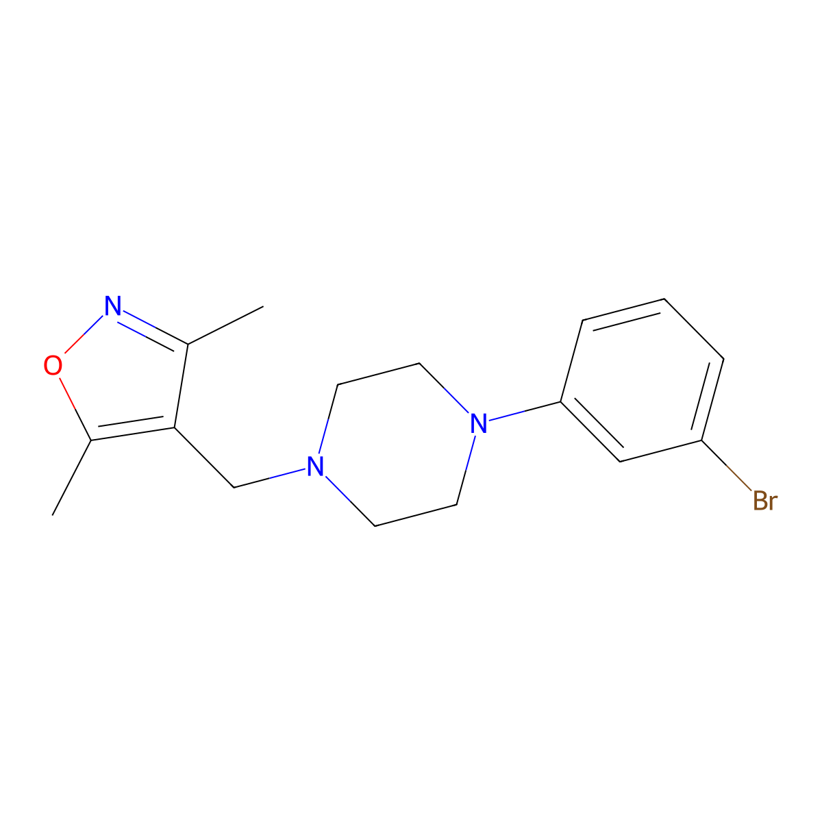 1-(3-Bromophenyl)-4-[(3,5-dimethyl-1,2-oxazol-4-yl)methyl]piperazine molecular structure, CAS 2877720-97-1