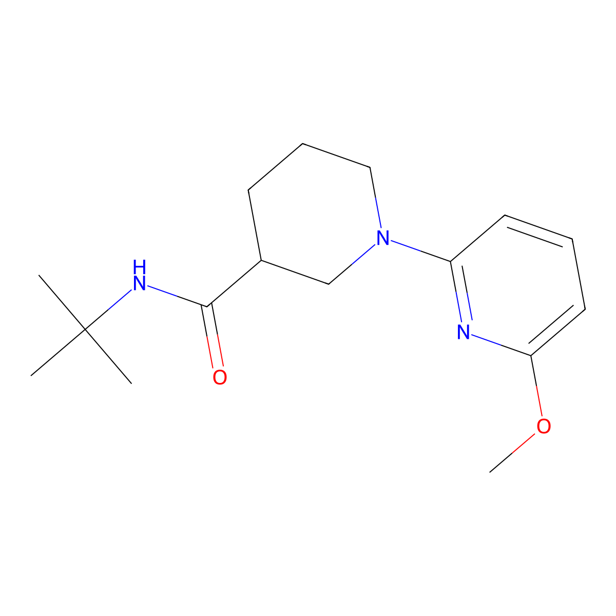 N-tert-butyl-1-(6-methoxypyridin-2-yl)piperidine-3-carboxamide molecular structure, CAS 2877720-99-3