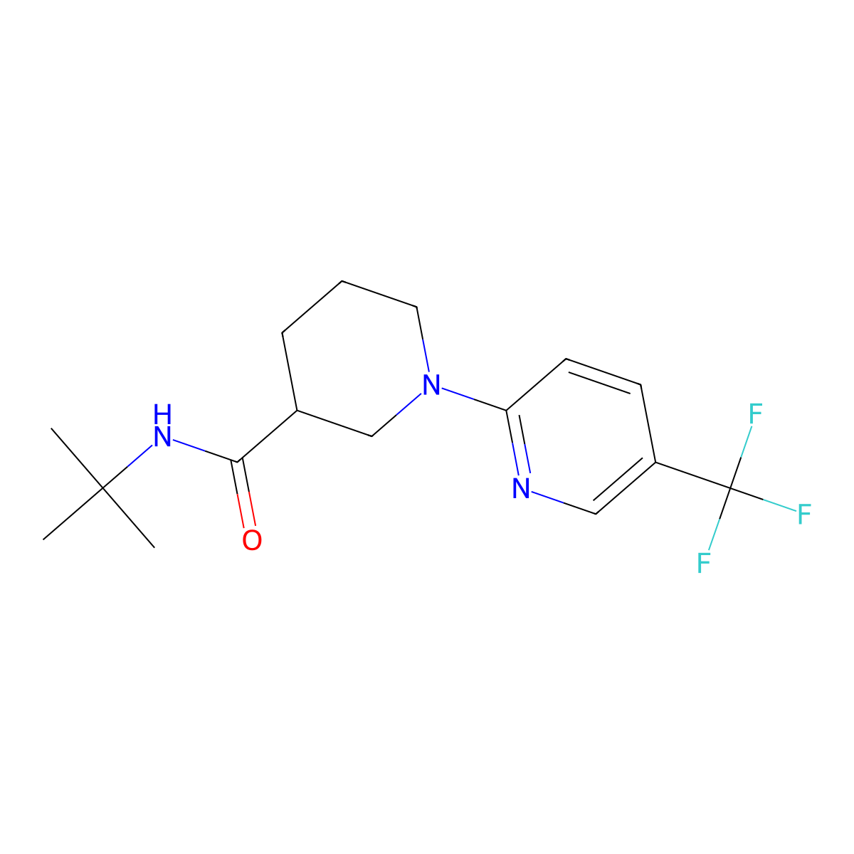 N-tert-butyl-1-[5-(trifluoromethyl)pyridin-2-yl]piperidine-3-carboxamide molecular structure, CAS 2877721-03-2