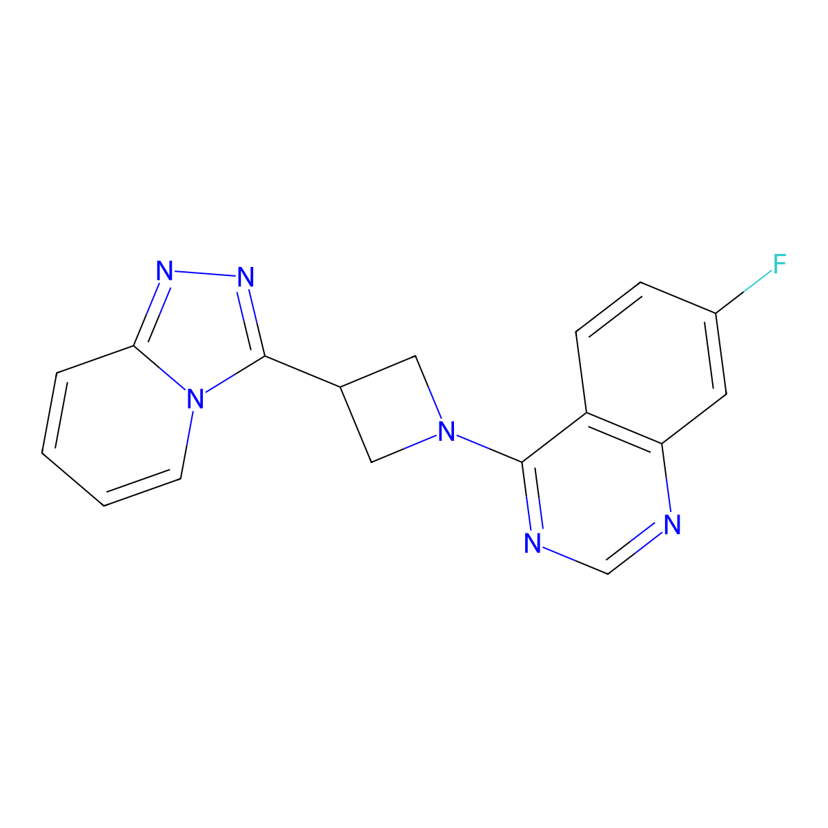 7-Fluoro-4-(3-{[1,2,4]triazolo[4,3-a]pyridin-3-yl}azetidin-1-yl)quinazoline molecular structure, CAS 2877721-04-3