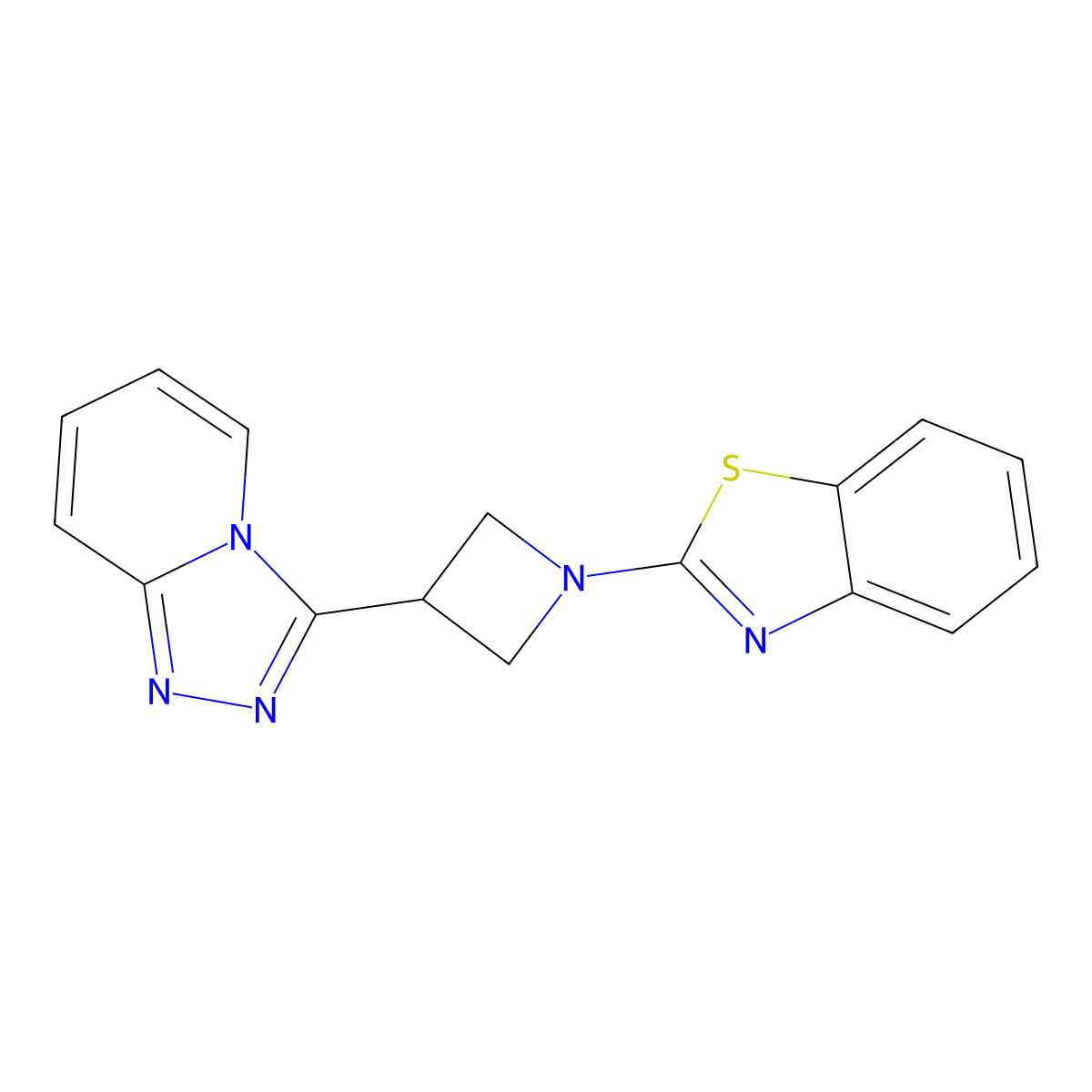2-(3-{[1,2,4]Triazolo[4,3-a]pyridin-3-yl}azetidin-1-yl)-1,3-benzothiazole molecular structure, CAS 2877721-08-7