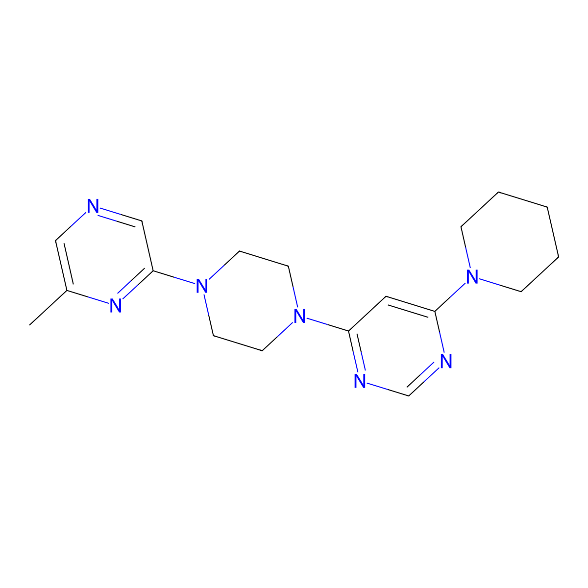 4-[4-(6-Methylpyrazin-2-yl)piperazin-1-yl]-6-(piperidin-1-yl)pyrimidine molecular structure, CAS 2877721-10-1