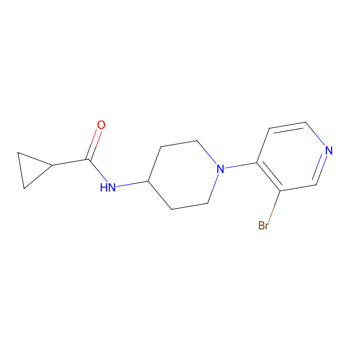 N-[1-(3-bromopyridin-4-yl)piperidin-4-yl]cyclopropanecarboxamide molecular structure, CAS 2877721-16-7