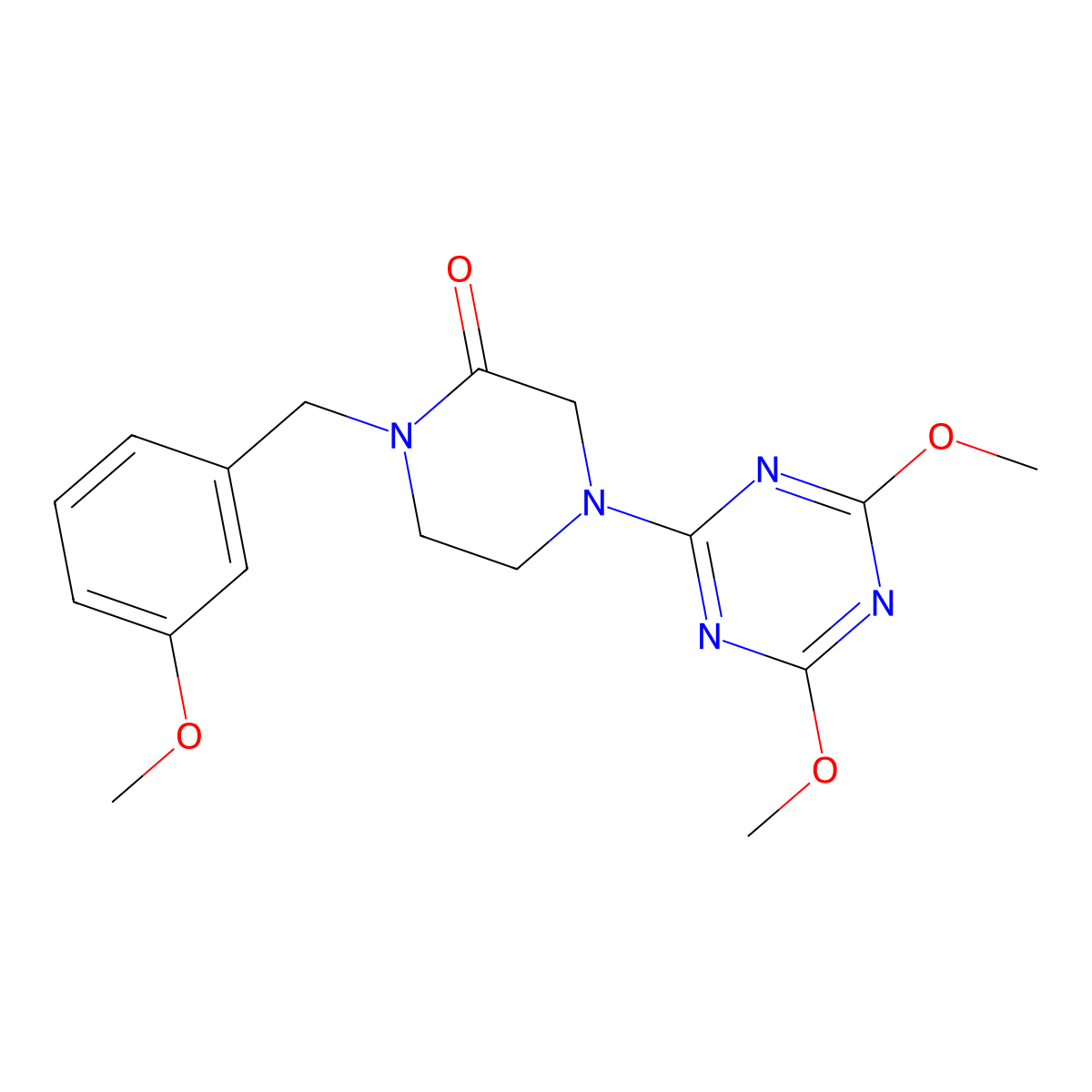 4-(4,6-Dimethoxy-1,3,5-triazin-2-yl)-1-[(3-methoxyphenyl)methyl]piperazin-2-one molecular structure, CAS 2877721-17-8