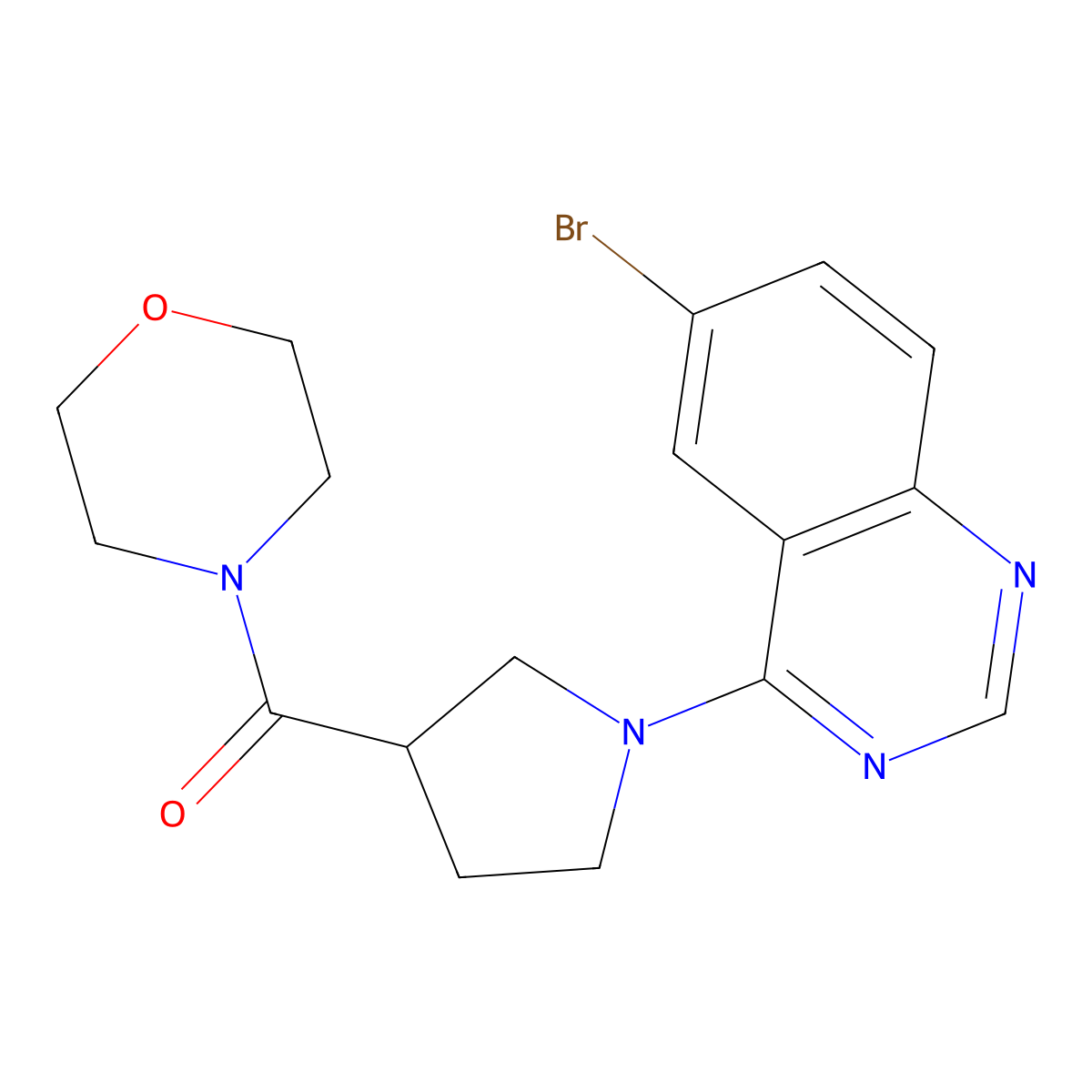 6-Bromo-4-[3-(morpholine-4-carbonyl)pyrrolidin-1-yl]quinazoline molecular structure, CAS 2877721-19-0