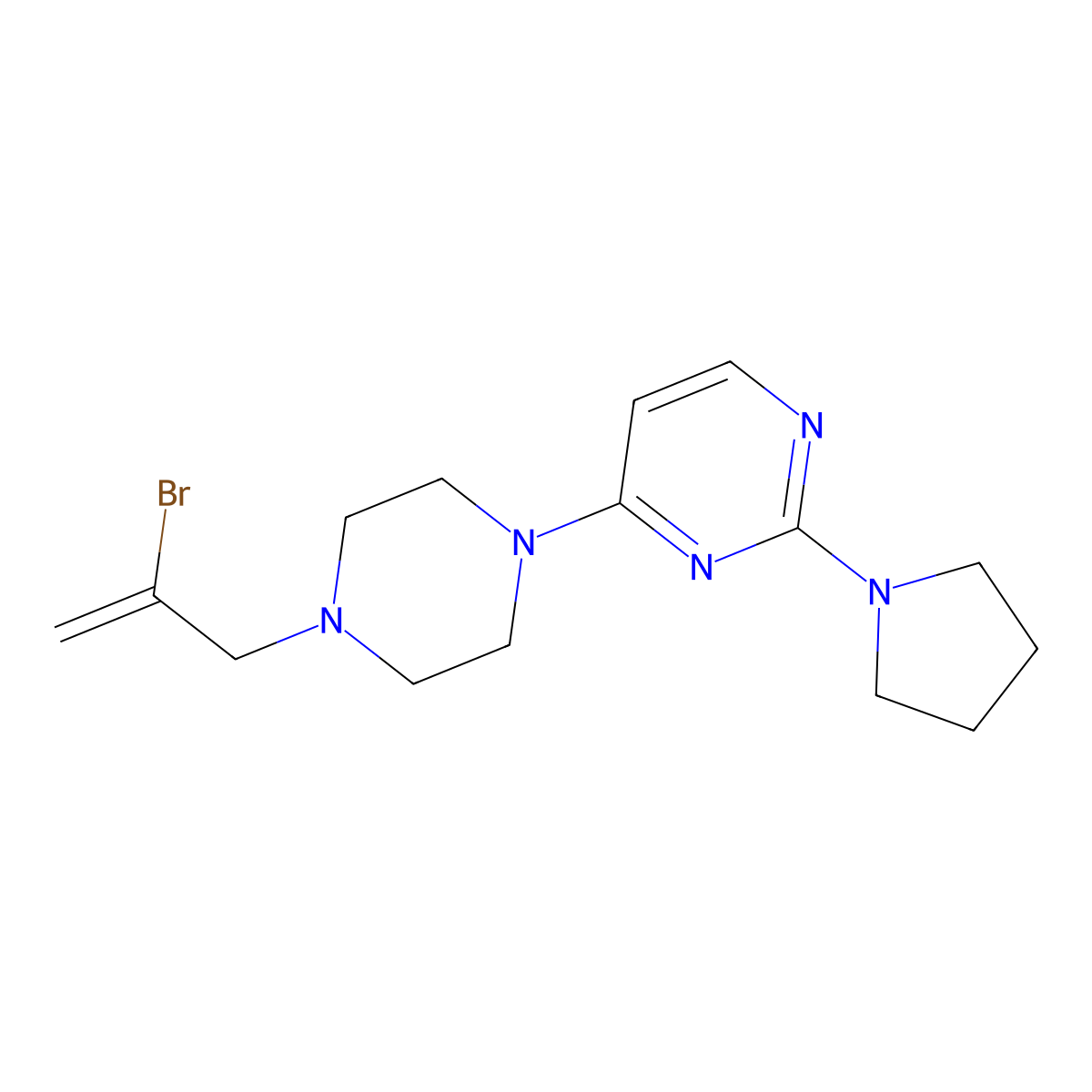 4-[4-(2-Bromoprop-2-en-1-yl)piperazin-1-yl]-2-(pyrrolidin-1-yl)pyrimidine molecular structure, CAS 2877721-20-3