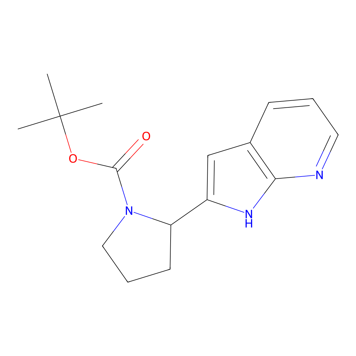 tert-butyl 2-{1H-pyrrolo[2,3-b]pyridin-2-yl}pyrrolidine-1-carboxylate molecular structure, CAS 2877721-21-4