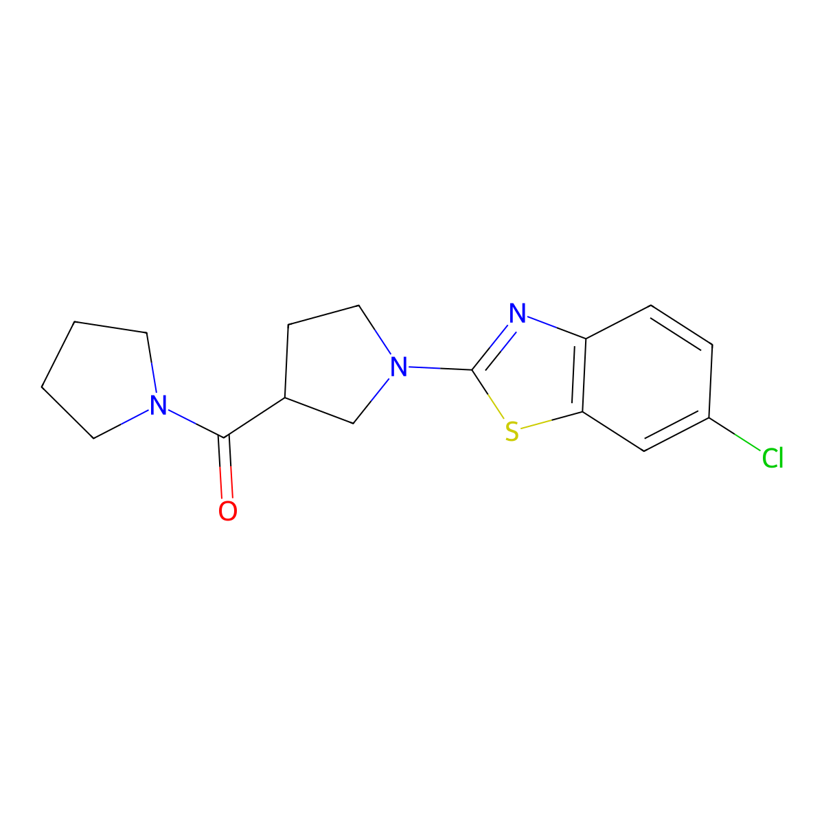 6-Chloro-2-[3-(pyrrolidine-1-carbonyl)pyrrolidin-1-yl]-1,3-benzothiazole molecular structure, CAS 2877721-25-8