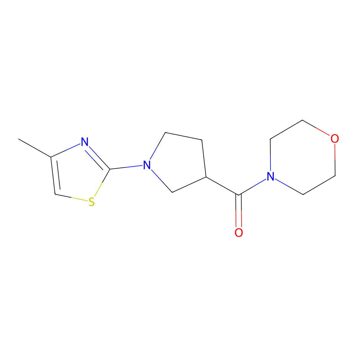 4-[1-(4-Methyl-1,3-thiazol-2-yl)pyrrolidine-3-carbonyl]morpholine molecular structure, CAS 2877721-30-5