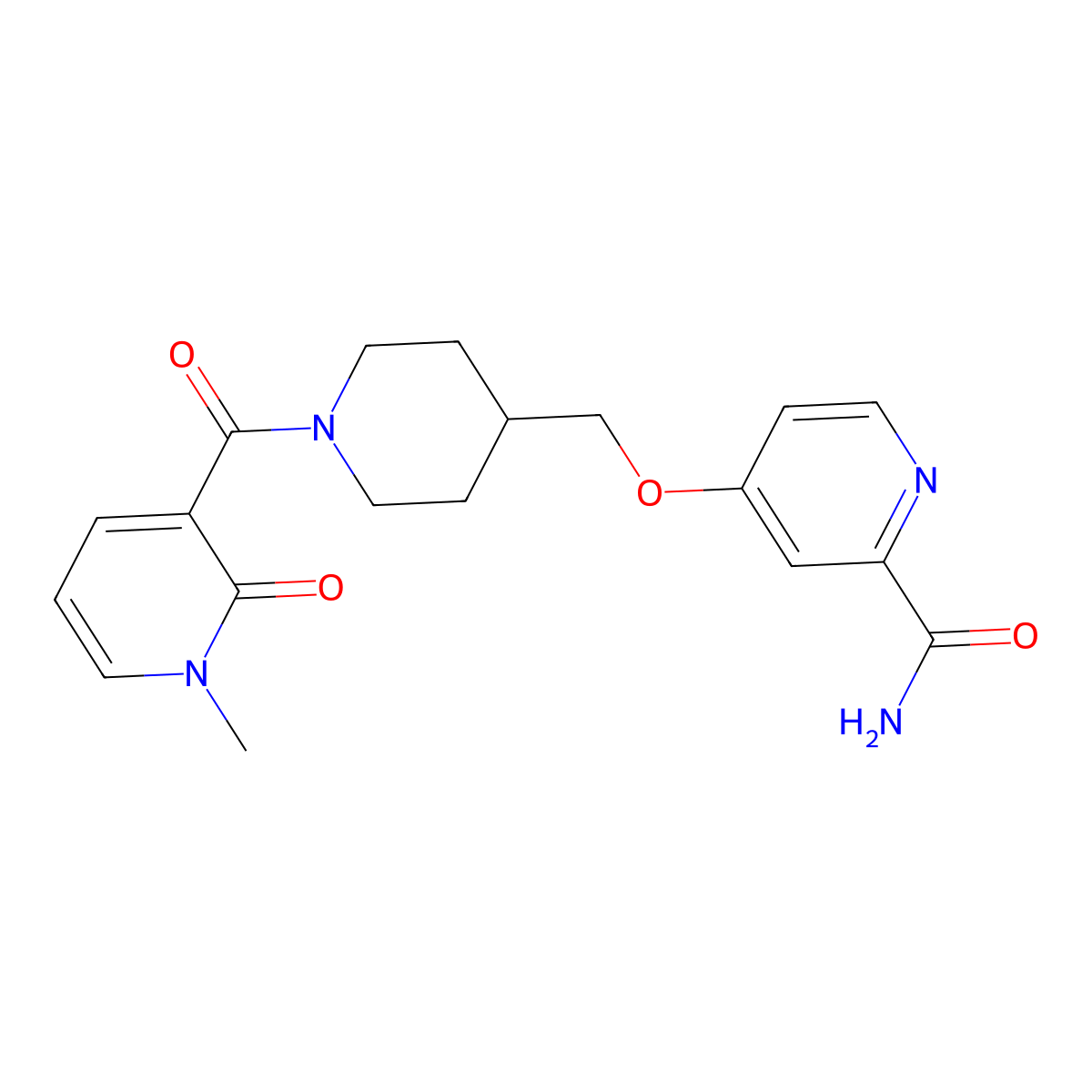 4-{[1-(1-Methyl-2-oxo-1,2-dihydropyridine-3-carbonyl)piperidin-4-yl]methoxy}pyridine-2-carboxamide molecular structure, CAS 2877721-31-6