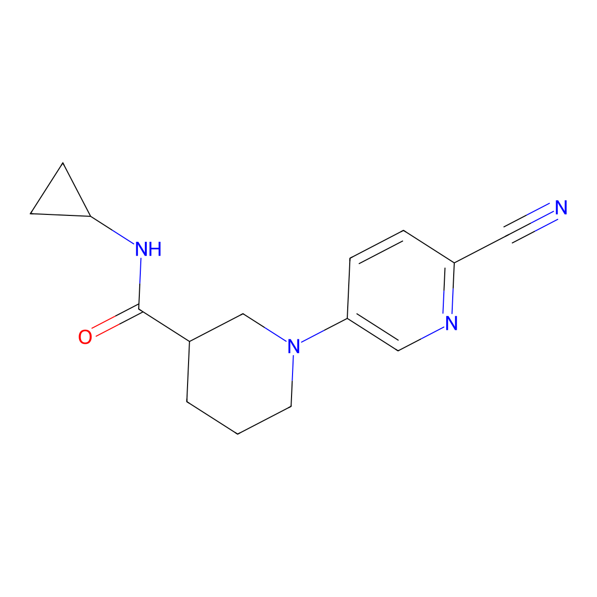 1-(6-cyanopyridin-3-yl)-N-cyclopropylpiperidine-3-carboxamide molecular structure, CAS 2877721-33-8