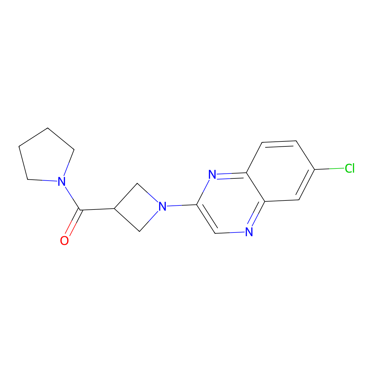 6-Chloro-2-[3-(pyrrolidine-1-carbonyl)azetidin-1-yl]quinoxaline molecular structure, CAS 2877721-35-0
