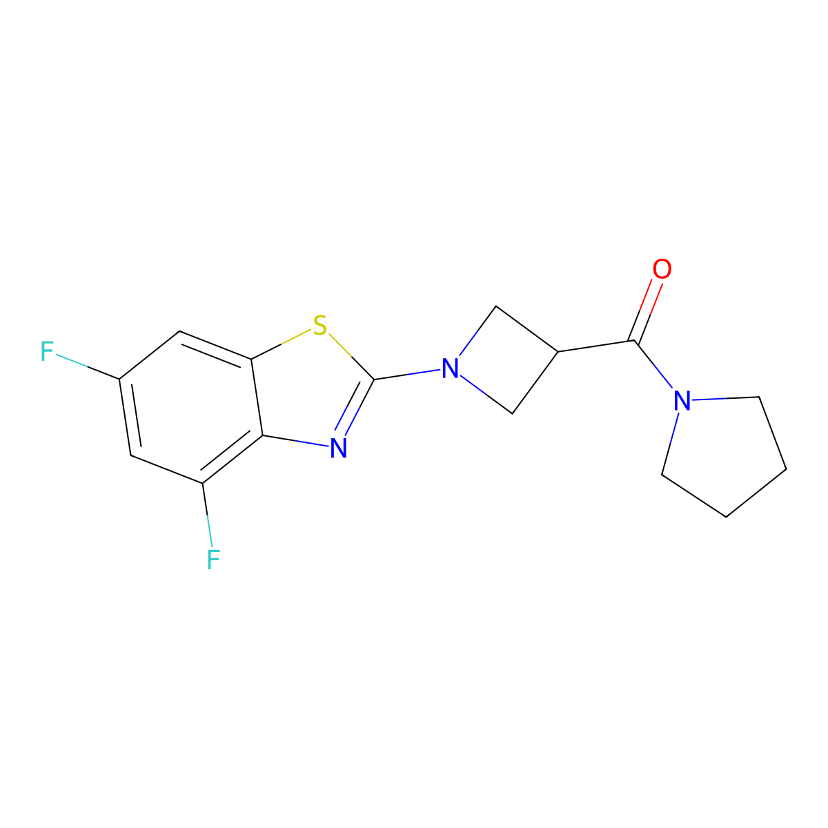 4,6-Difluoro-2-[3-(pyrrolidine-1-carbonyl)azetidin-1-yl]-1,3-benzothiazole molecular structure, CAS 2877721-39-4