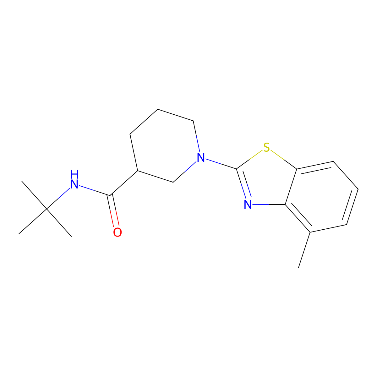 N-tert-butyl-1-(4-methyl-1,3-benzothiazol-2-yl)piperidine-3-carboxamide molecular structure, CAS 2877721-40-7