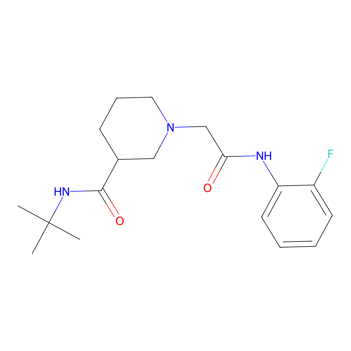 N-tert-butyl-1-{[(2-fluorophenyl)carbamoyl]methyl}piperidine-3-carboxamide molecular structure, CAS 2877721-44-1