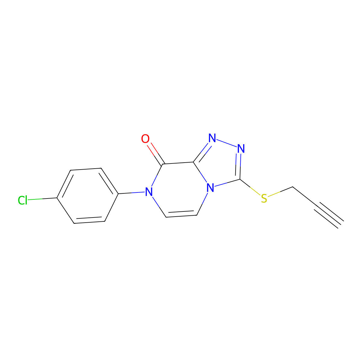 7-(4-chlorophenyl)-3-(prop-2-yn-1-ylsulfanyl)-7H,8H-[1,2,4]triazolo[4,3-a]pyrazin-8-one molecular structure, CAS 2877721-47-4