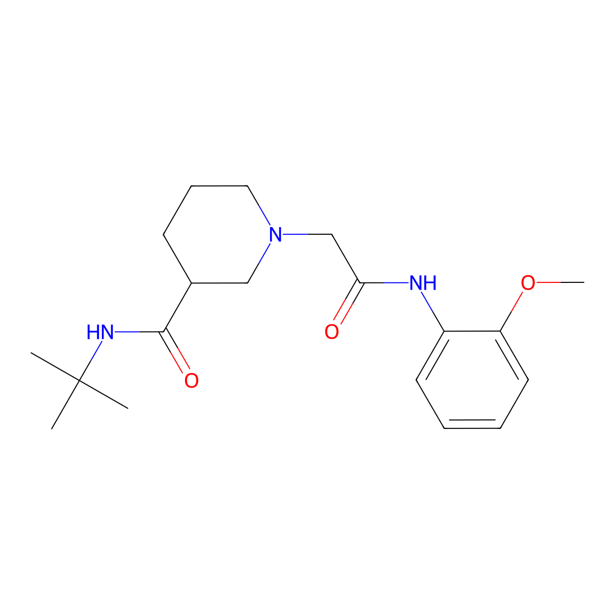 N-tert-butyl-1-{[(2-methoxyphenyl)carbamoyl]methyl}piperidine-3-carboxamide molecular structure, CAS 2877721-51-0