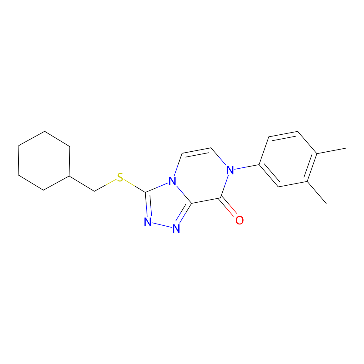 3-[(cyclohexylmethyl)sulfanyl]-7-(3,4-dimethylphenyl)-7H,8H-[1,2,4]triazolo[4,3-a]pyrazin-8-one molecular structure, CAS 2877721-53-2