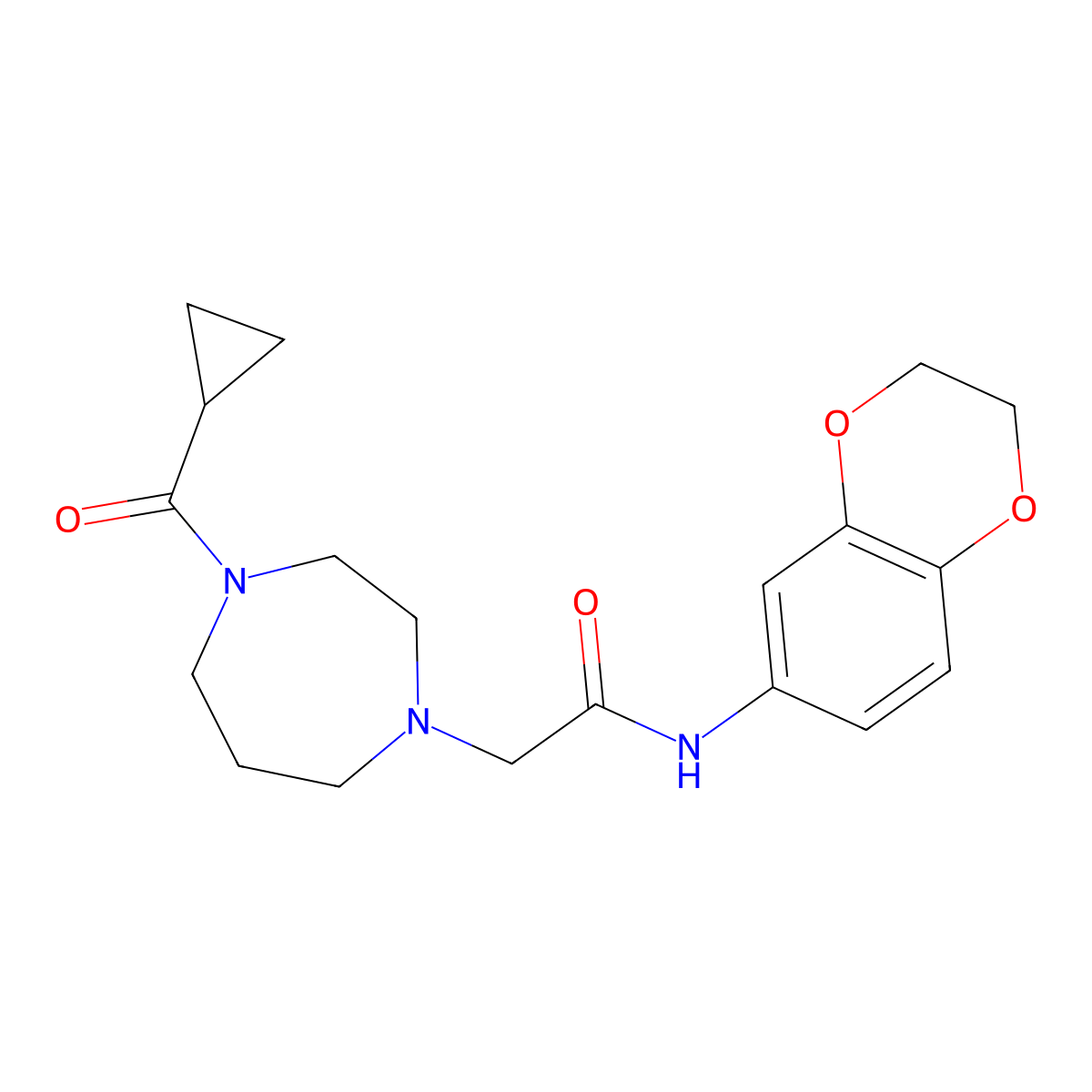 2-(4-cyclopropanecarbonyl-1,4-diazepan-1-yl)-N-(2,3-dihydro-1,4-benzodioxin-6-yl)acetamide molecular structure, CAS 2877721-55-4
