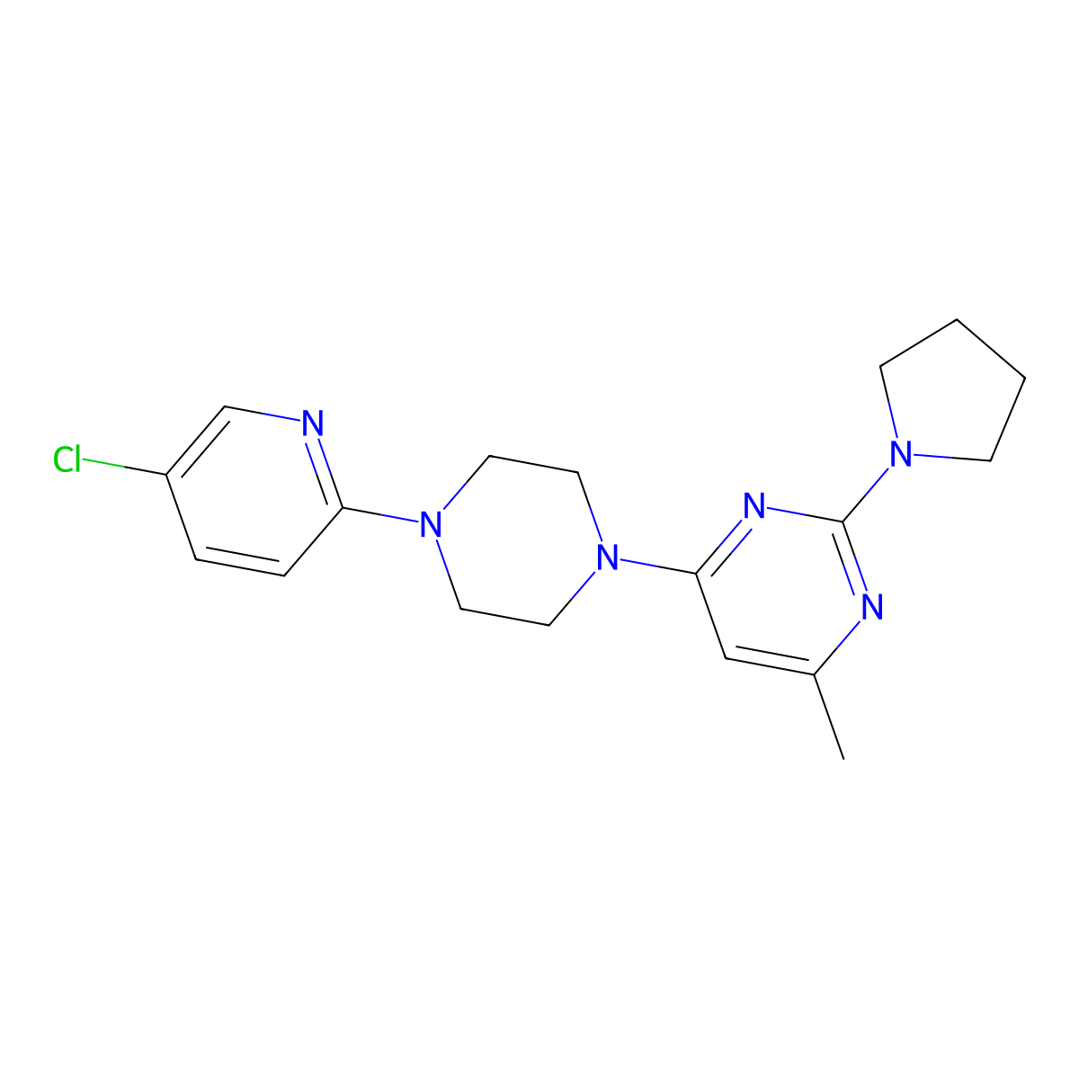 4-[4-(5-Chloropyridin-2-yl)piperazin-1-yl]-6-methyl-2-(pyrrolidin-1-yl)pyrimidine molecular structure, CAS 2877721-56-5