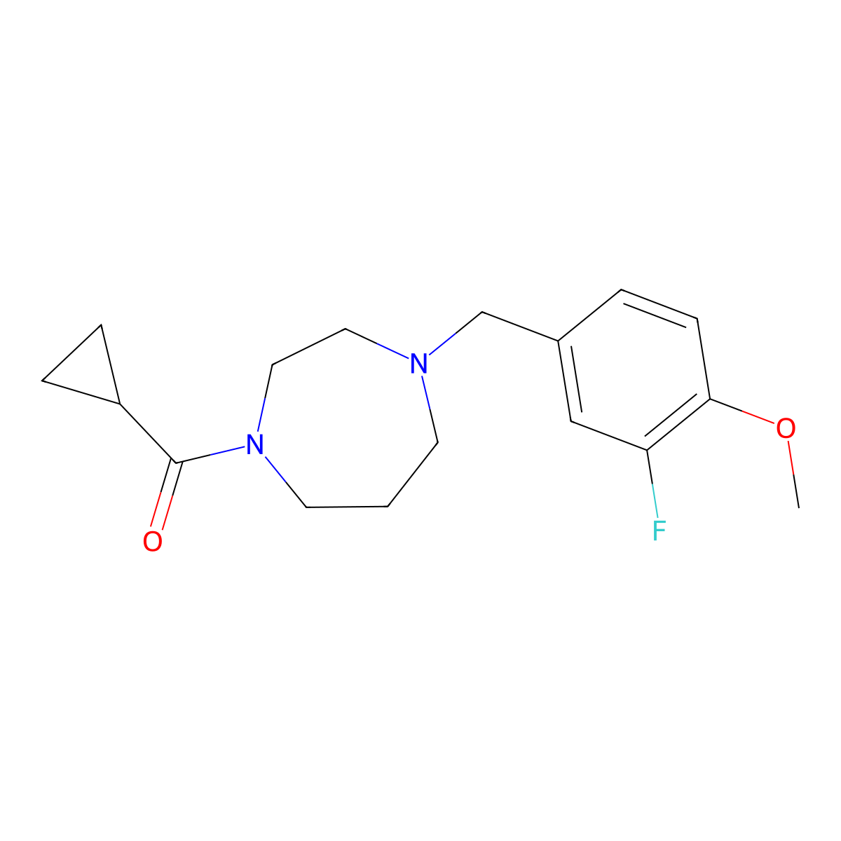1-Cyclopropanecarbonyl-4-[(3-fluoro-4-methoxyphenyl)methyl]-1,4-diazepane molecular structure, CAS 2877721-62-3
