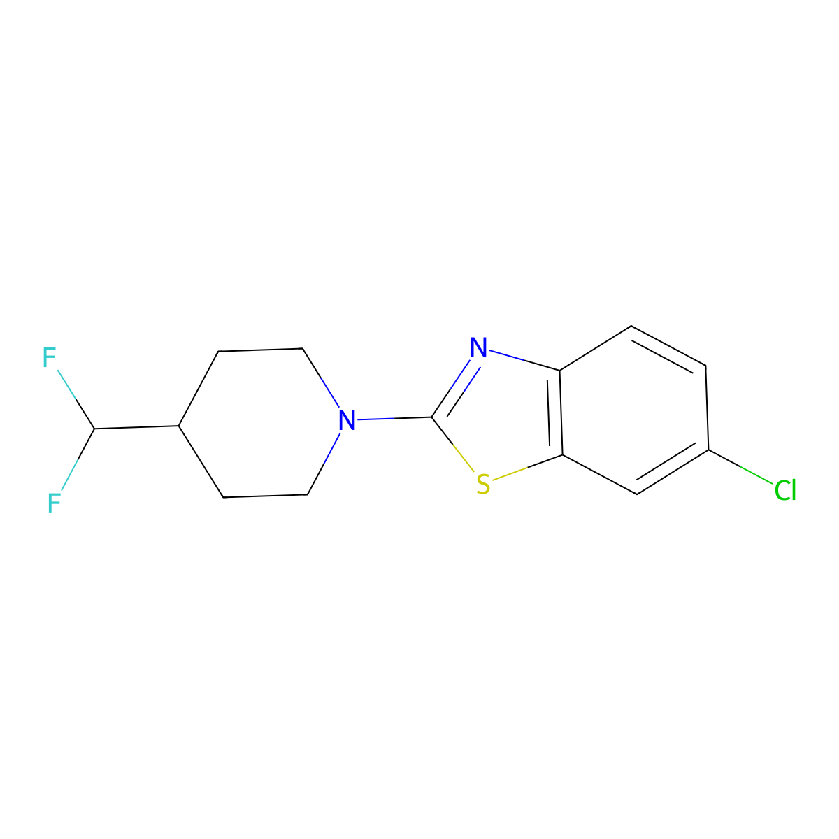6-Chloro-2-[4-(difluoromethyl)piperidin-1-yl]-1,3-benzothiazole molecular structure, CAS 2877721-65-6