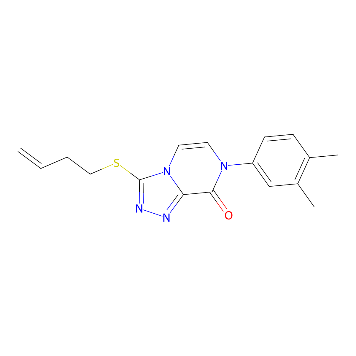 3-(but-3-en-1-ylsulfanyl)-7-(3,4-dimethylphenyl)-7H,8H-[1,2,4]triazolo[4,3-a]pyrazin-8-one molecular structure, CAS 2877721-68-9