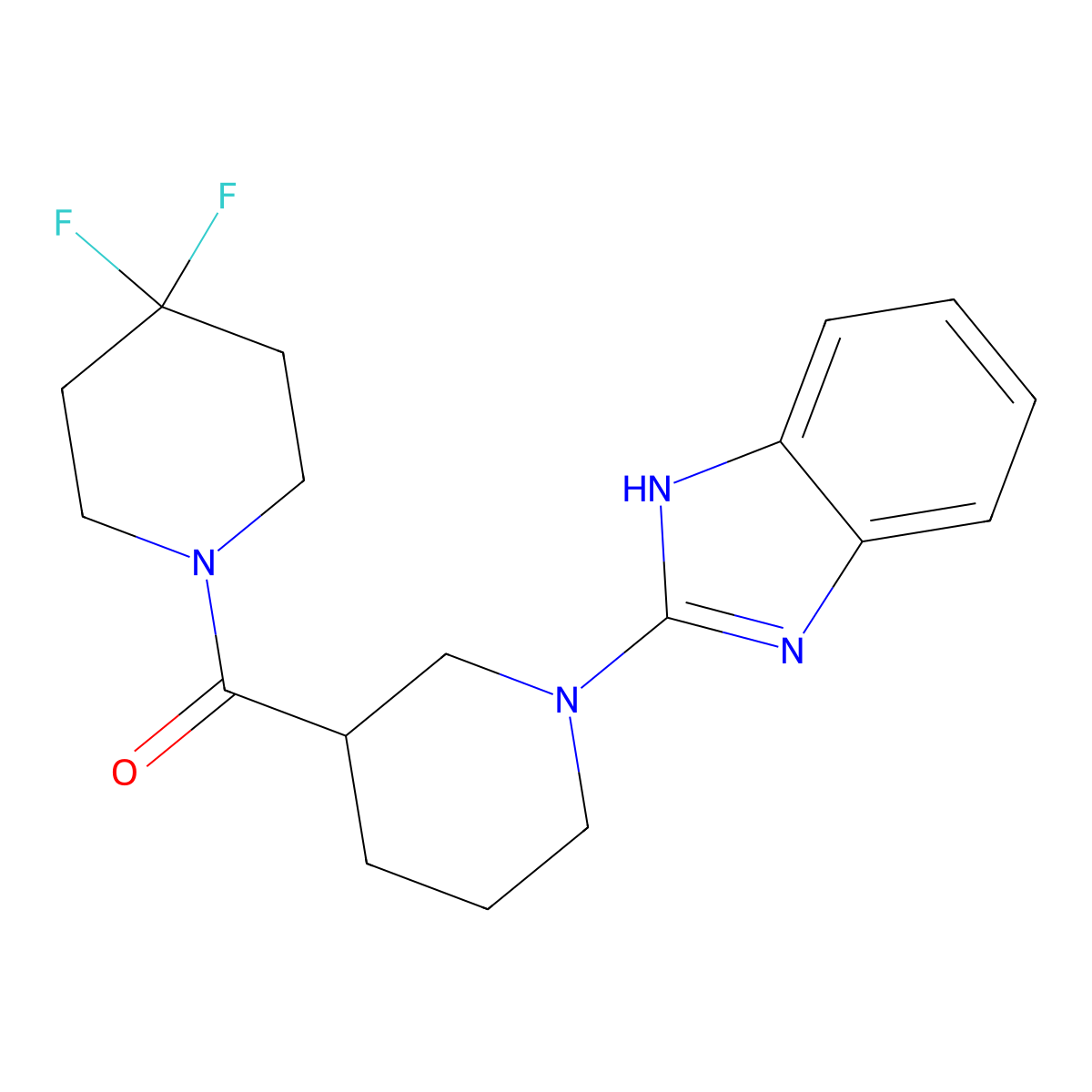 2-[3-(4,4-difluoropiperidine-1-carbonyl)piperidin-1-yl]-1H-1,3-benzodiazole molecular structure, CAS 2877721-71-4