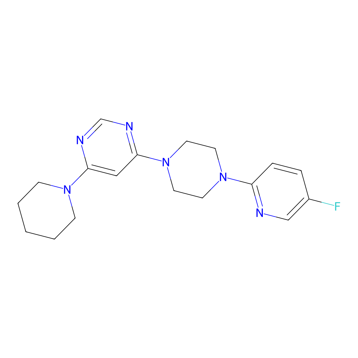 4-[4-(5-Fluoropyridin-2-yl)piperazin-1-yl]-6-(piperidin-1-yl)pyrimidine molecular structure, CAS 2877721-72-5