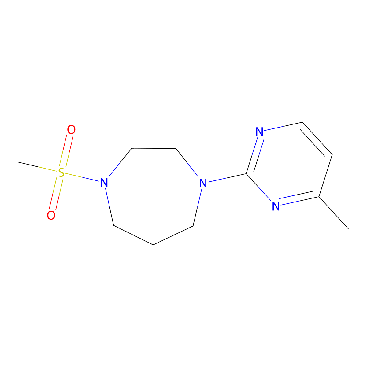 1-Methanesulfonyl-4-(4-methylpyrimidin-2-yl)-1,4-diazepane molecular structure, CAS 2877721-74-7