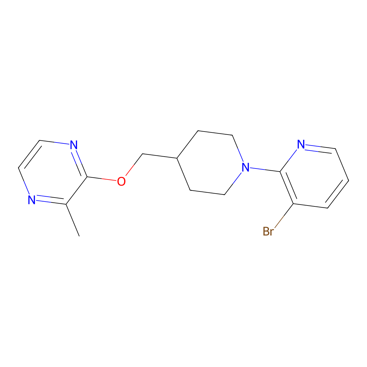 2-{[1-(3-Bromopyridin-2-yl)piperidin-4-yl]methoxy}-3-methylpyrazine molecular structure, CAS 2877721-77-0