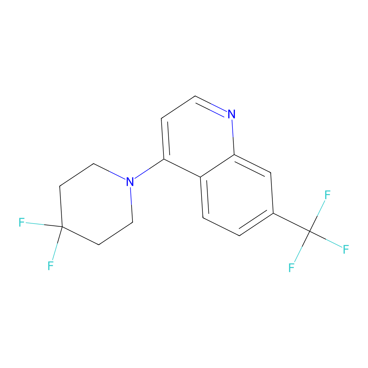 4-(4,4-Difluoropiperidin-1-yl)-7-(trifluoromethyl)quinoline molecular structure, CAS 2877721-78-1
