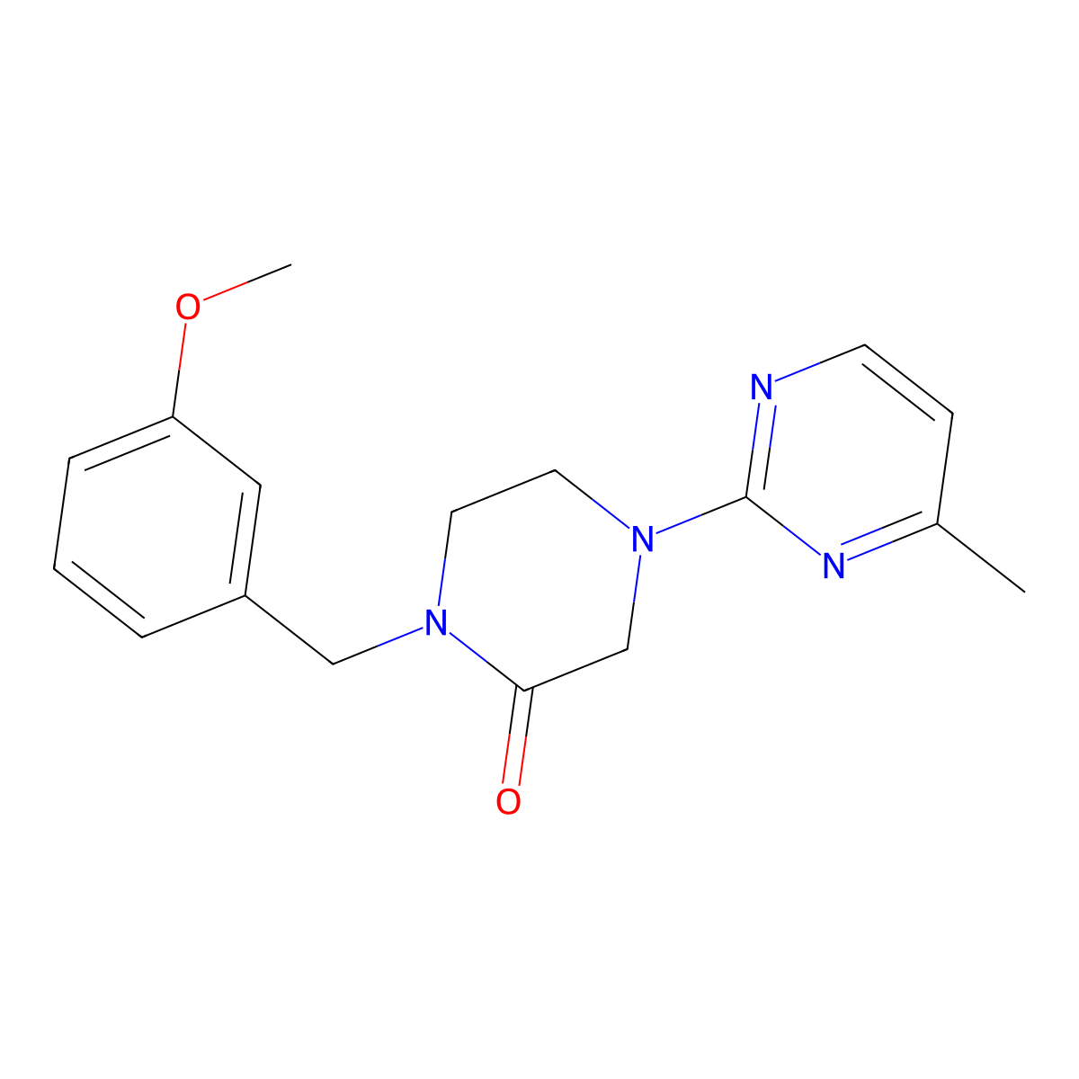 1-[(3-Methoxyphenyl)methyl]-4-(4-methylpyrimidin-2-yl)piperazin-2-one molecular structure, CAS 2877721-79-2