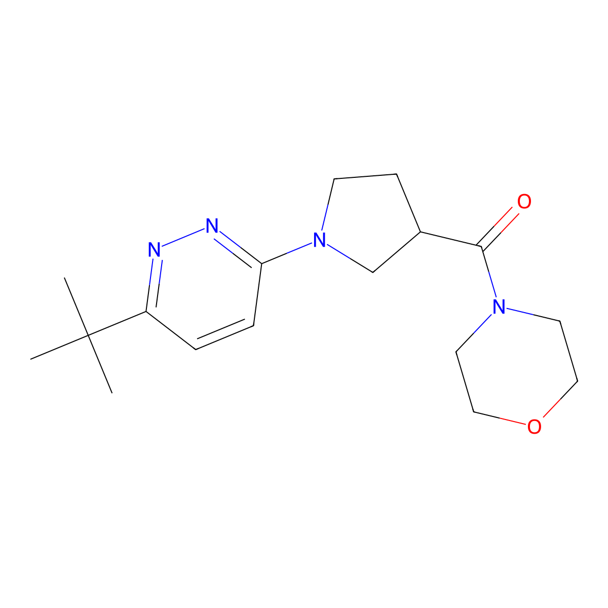 4-[1-(6-Tert-butylpyridazin-3-yl)pyrrolidine-3-carbonyl]morpholine molecular structure, CAS 2877721-82-7