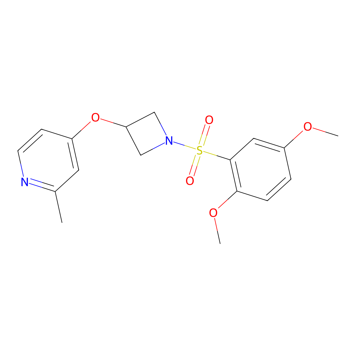 4-{[1-(2,5-Dimethoxybenzenesulfonyl)azetidin-3-yl]oxy}-2-methylpyridine molecular structure, CAS 2877721-83-8