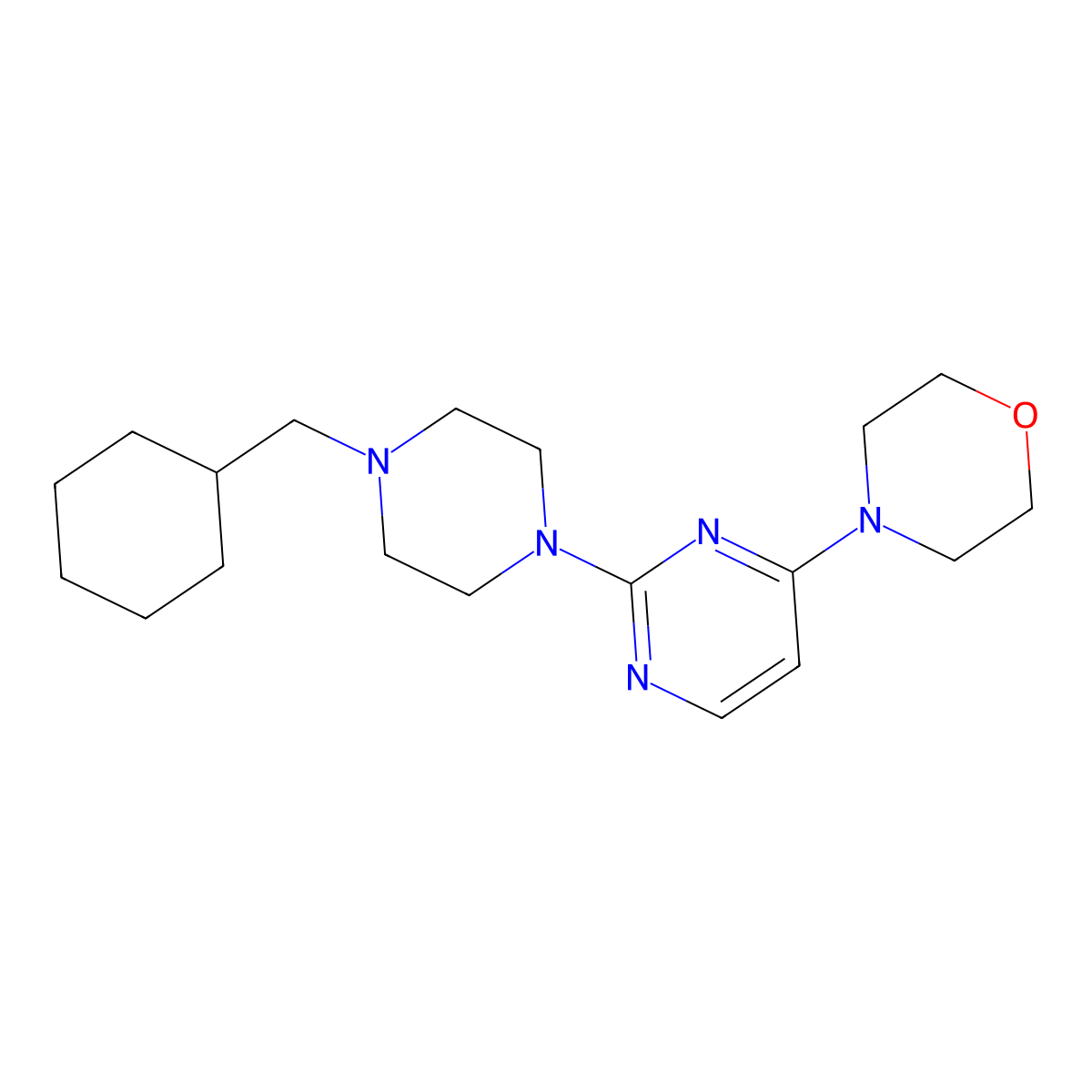 4-{2-[4-(Cyclohexylmethyl)piperazin-1-yl]pyrimidin-4-yl}morpholine molecular structure, CAS 2877721-88-3