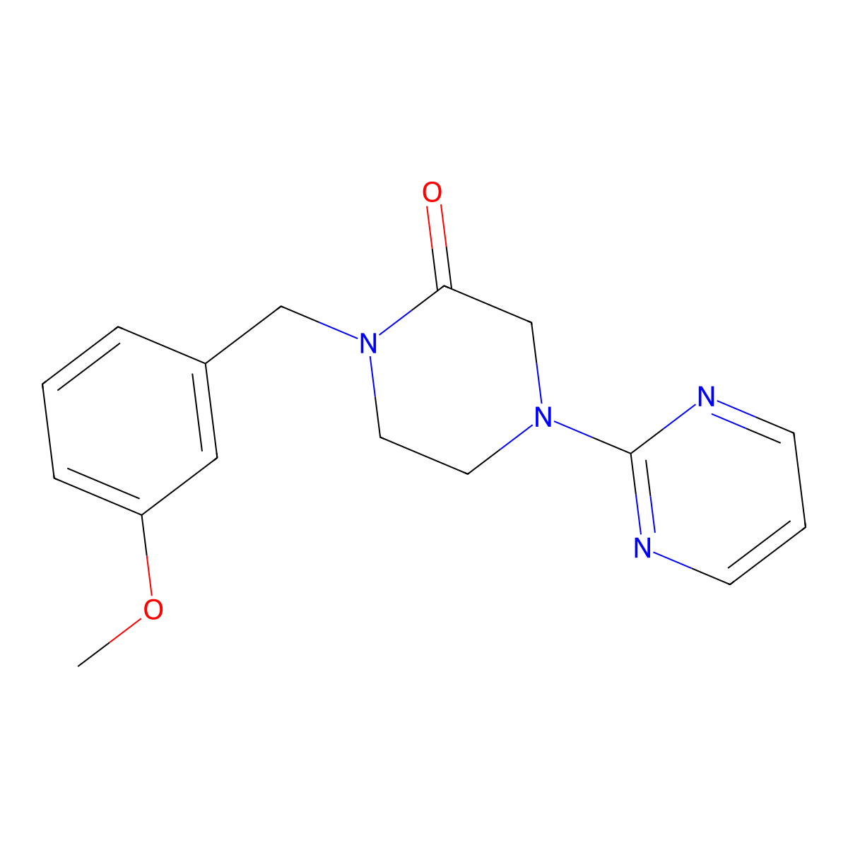 1-[(3-Methoxyphenyl)methyl]-4-(pyrimidin-2-yl)piperazin-2-one molecular structure, CAS 2877721-89-4